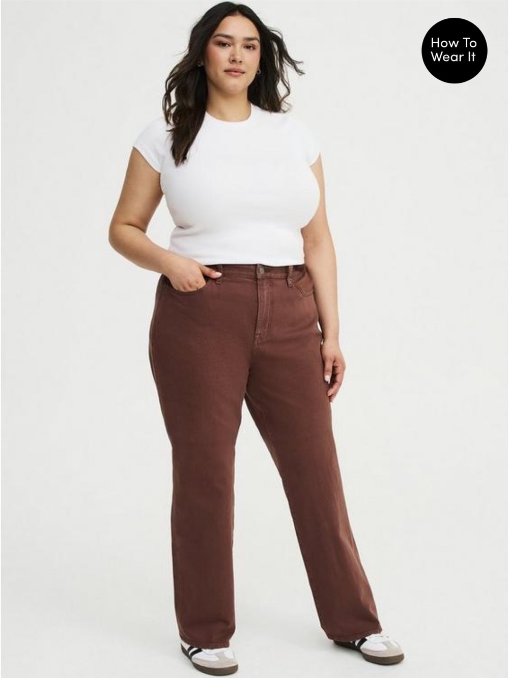Baggy High-Rise Straight Jeans in Brown size 16T
